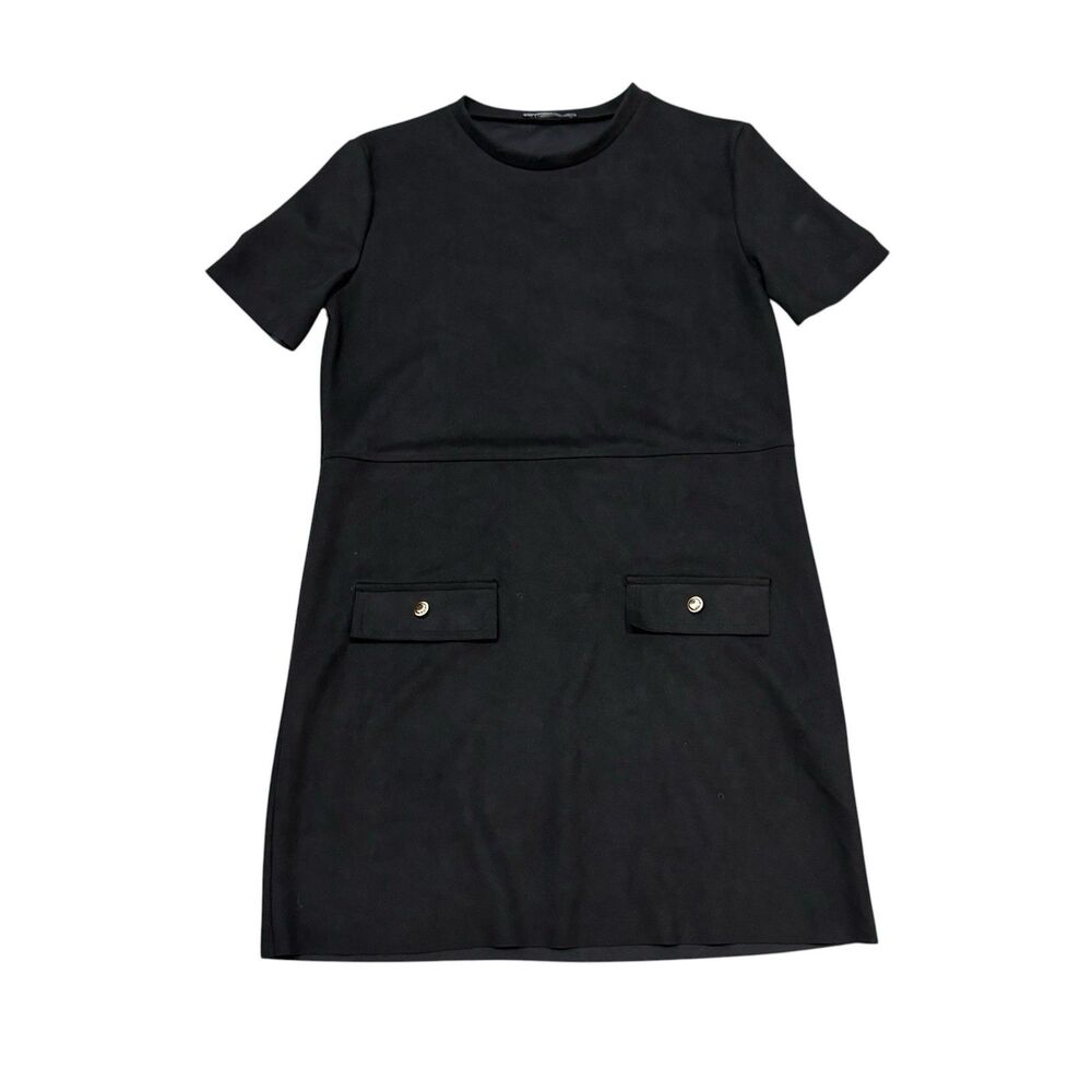 Zara Black Faux Suede Mini Dress Size S